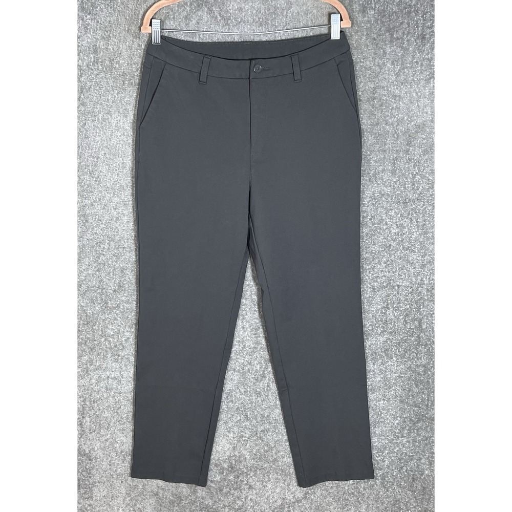 BYLT Premium Basics Everyday Straight Leg Pants Womens Sz L Gray Stretch Pockets